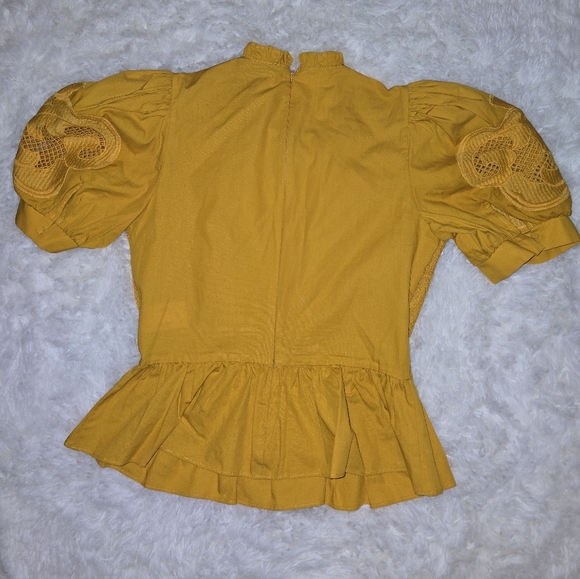 Express Mustard Puff Sleeve Blouse - Picture 2 of 3